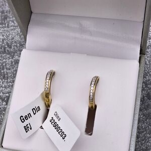 Brilliance Fine jewelry pave’ gold tone over sterling silver earrings.